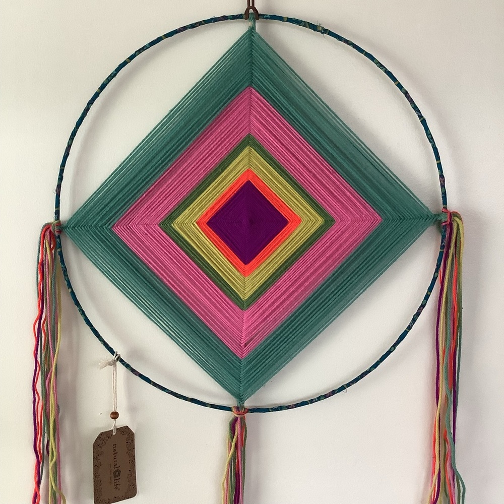 New NATURAL LIFE Woven Feather Tassel Dream Catcher